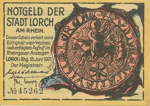 Lorch a.Rh. Notgeld der Stadt über 25 Pf. 131.461