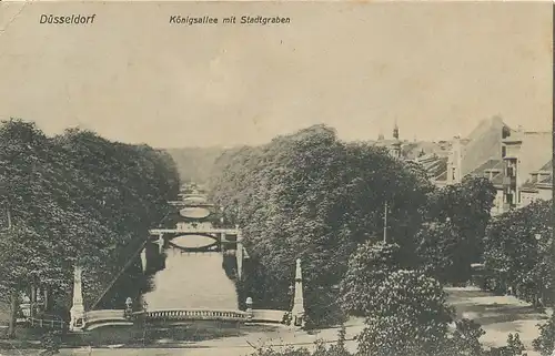 Düsseldorf Königsallee mit Stadtgraben gl1909 132.668