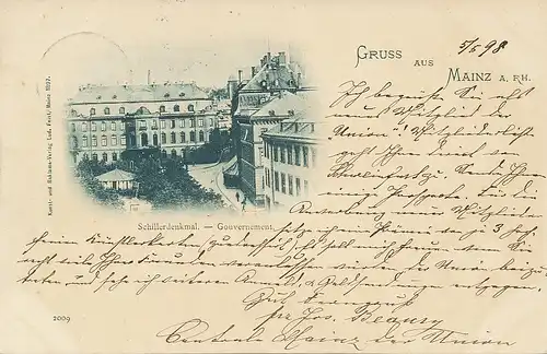 Mainz Schillerdenkmal Gouvernement gl1898 130.694