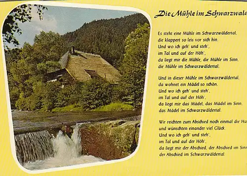 Schwarzwald Es steht eine Mühle …Liedtext gl1966 B8321
