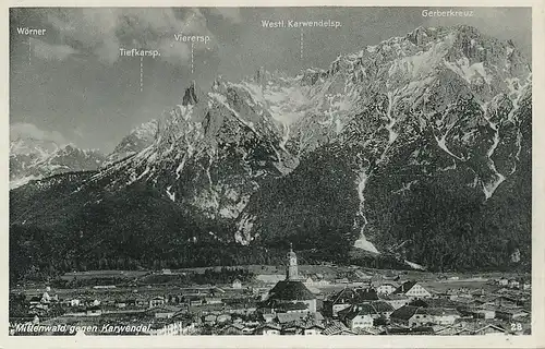 Mittenwald Panorama gegen Karwendel gl1936 126.067