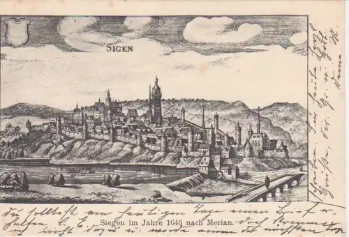 Siegen Panorama nach Merian 1646 gl1903 99.828