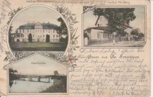 Großschwülper Gasthof Knop Schloss Brücke gl1905 98.210