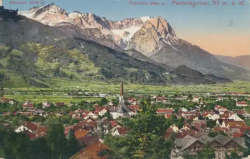 Partenkirchen Panorama mit Zugspitze ngl 128.130