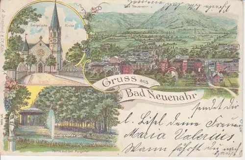 Bad Neuenahr Litho Ev. Kirche Panorama gl1900 99.556