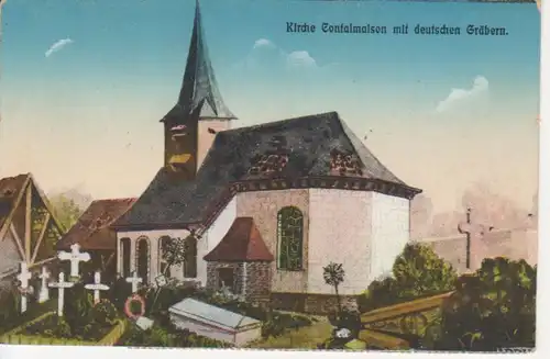 Kirche Contalmaison mit dt. Gräbern feldpgl1916 200.841