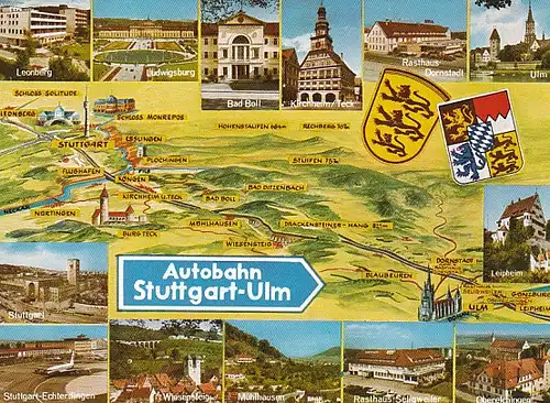 Autobahn Stuttgart-Ulm Panoramakarte ngl B8338