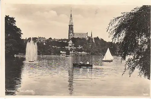 Chemnitz Schloßteich Kirche ngl B9639