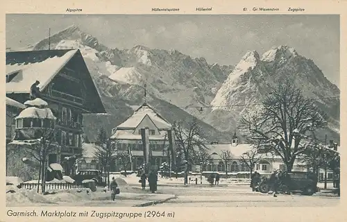 Garmisch Marktplatz mit Zugspitzgruppe ngl 128.209