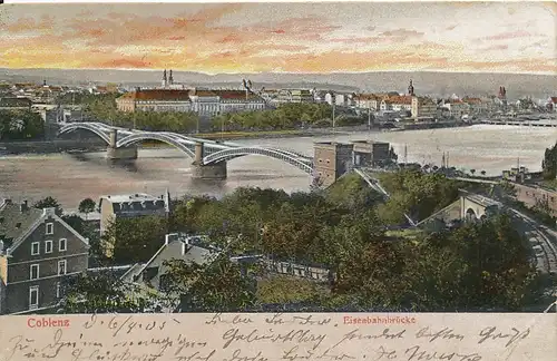 Koblenz Panorama u. Eisenbahnbrücke bahnpgl1905 134.018