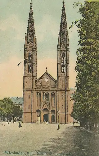 Wiesbaden Kath. Kirche mit Louisenplatz gl1910 130.160