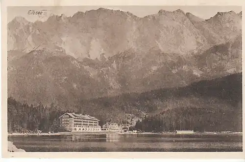 Eibsee Hotel Eibsee gegen Zugspitze gl1923 B9932