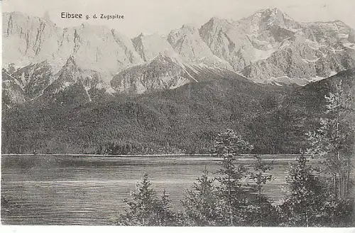 Eibsee gegen die Zugspitze gl~1910? C0102