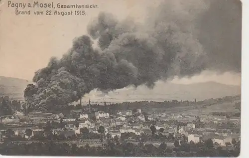 Pagny a. Mosel Gesamtansicht Brand feldpgl1915 201.157