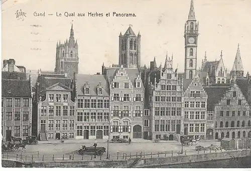 Gand Le Quai aux Herbes et Panorama feldpgl1917 B9778