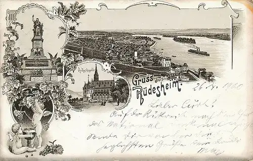 Rüdesheim Litho Rochuskapelle Panorama gl1900 130.262