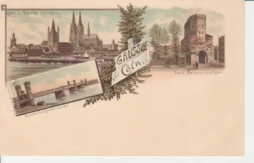 Köln Litho Bahnbrücke Severinstor Dom ngl 201.884