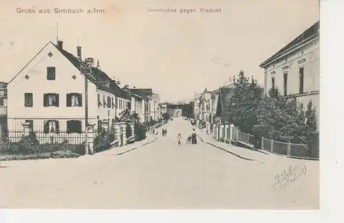 Simbach/Inn Innstraße gegen Viadukt gl1910 208.667