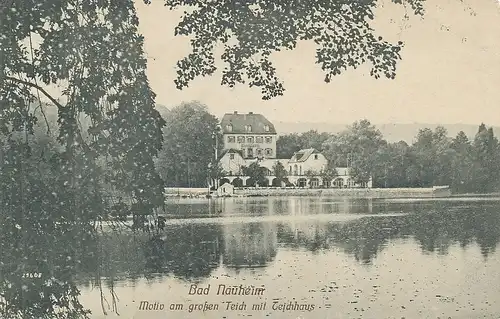 Bad Nauheim Großer Teich mit Teichhaus gl1910 130.406