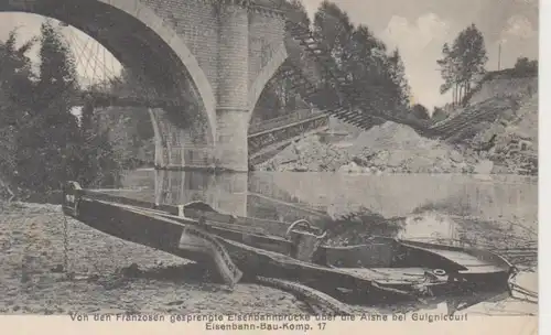 Guignicourt/Aisne Gesprengte Brücke feldpgl1915 201.130