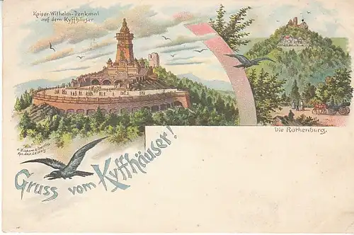 Gruss vom Kyffhäuser Litho um 1900 ngl C1021