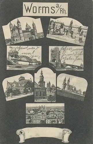 Worms am Rhein Teilansichten gl1914 130.910