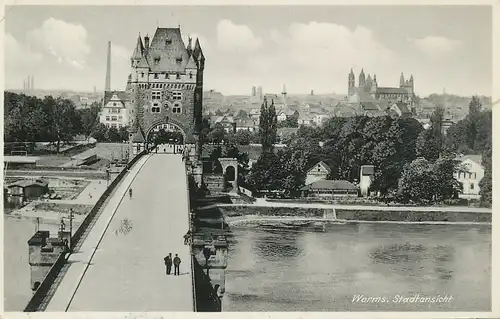 Worms am Rhein Stadtansicht gl1940 130.914