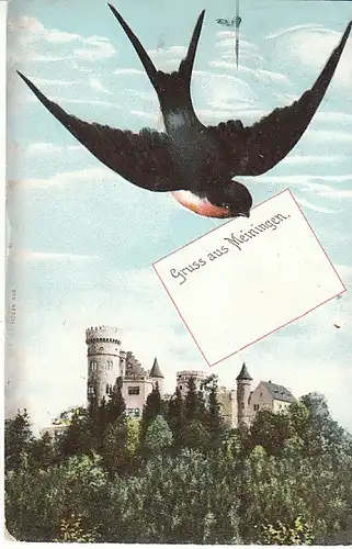 Gruß aus Meinigen mit Schloß bahnpgl1905 C0907