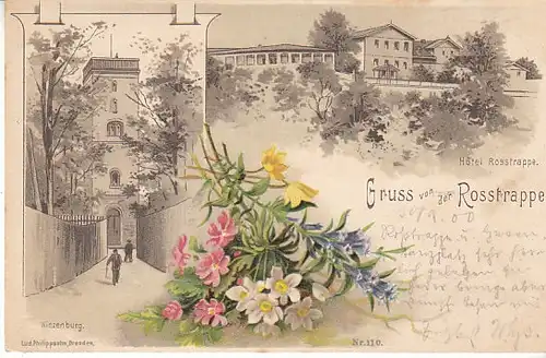 Hôtel Rosstrappe Winzenburg Litho gl~1900? C1024