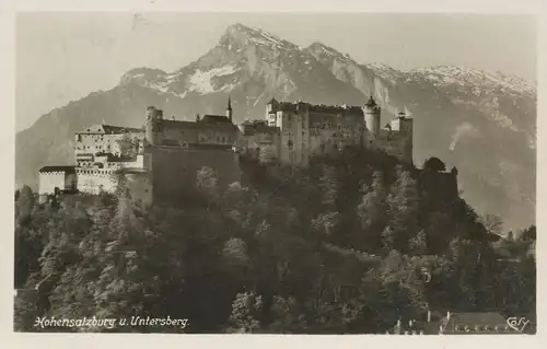 Festung Hohensalzburg mit Untersberg gl1936 136.016
