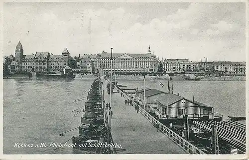 Koblenz Rheinfront mit Schiffsbrücke gl1932 133.983