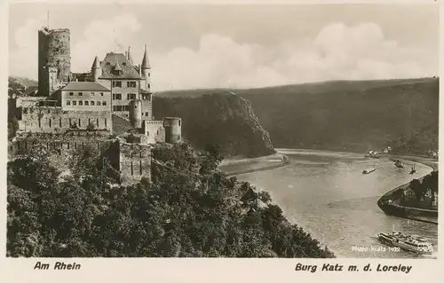 Burg Katz in St. Goarshausen mit Loreley gl1942 136.070