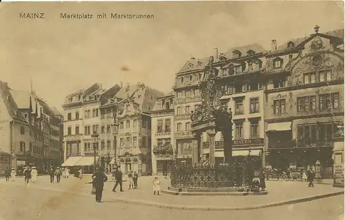 Mainz Marktplatz mit Marktbrunnen feldpgl1918 132.398