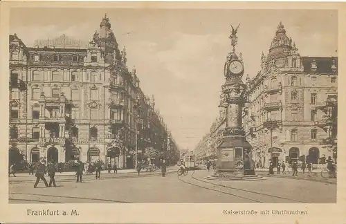 Frankfurt a.M. Kaiserstraße mit Uhr feldpgl1918 131.943