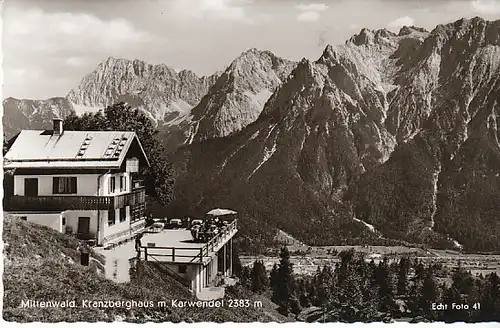 Mittenwald Kranzberghaus mit Karwendel ngl C1348