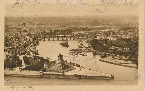 Koblenz Panorama Deutsches Eck gl1926 134.001