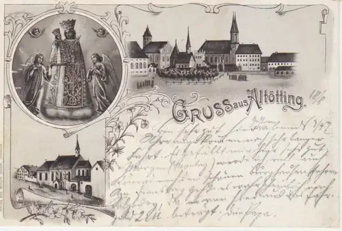Altötting Litho Kirche Stadtpartie glca.1910 208.625