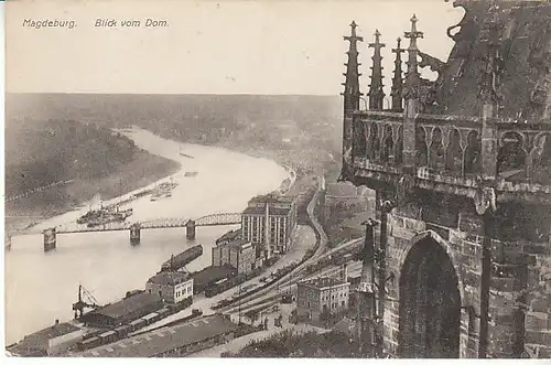 Magdeburg Blick vom Dom auf die Elbe ngl C2116