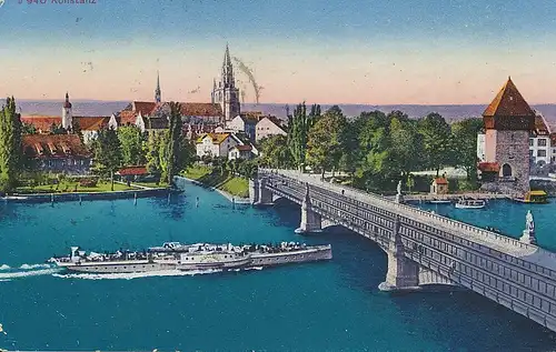 Konstanz Brücke und Uferpanorama gl1921 133.321