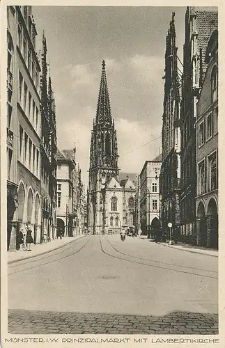 Münster Prinzipalmarkt mit Lambertikirche ngl 132.868