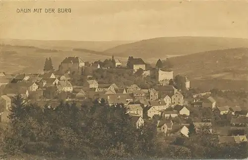 Daun/Eifel Panorama mit der Burg ngl 134.104