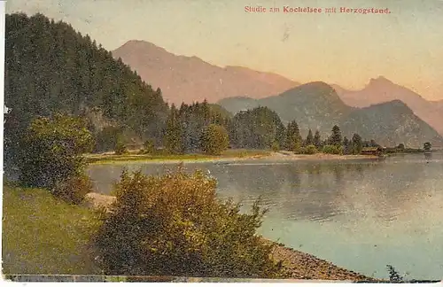 Kochelsee mit Herzogenstand gl1917 C2127