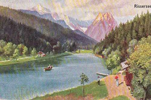 Riessersee bei Garmisch-Partenkirchen Künstlerkarte gl1907? C4878