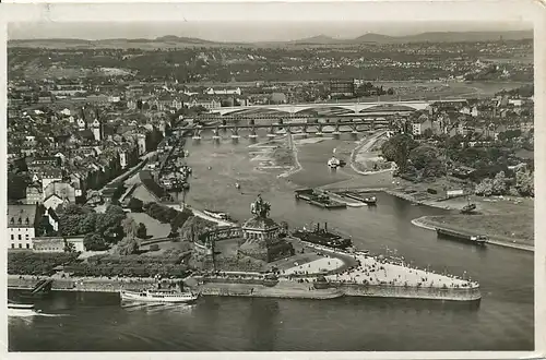 Koblenz Panorama Deutsches Eck gl1934 133.981