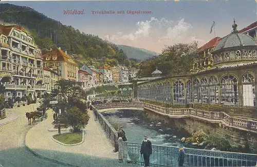 Bad Wildbad Trinkhalle mit Olgastraße gl1929 133.606