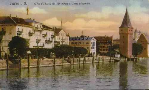 Lindau i.B. Partie im Hafen mit Hotels gl1910 134.940