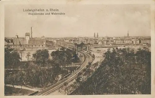 Ludwigshafen Rheinbrücke und Walzmühle gl1923 134.300