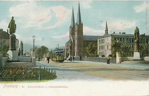 Freiburg Kaiserbrücke und Johanniskirche ngl 134.425