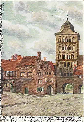 G.BOESE Lübeck Burgtor von der Stadtseite gl1913 C5408