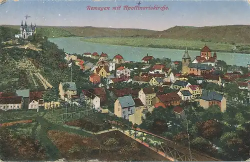 Remagen Panorama mit Kirche feldpgl1918 133.818